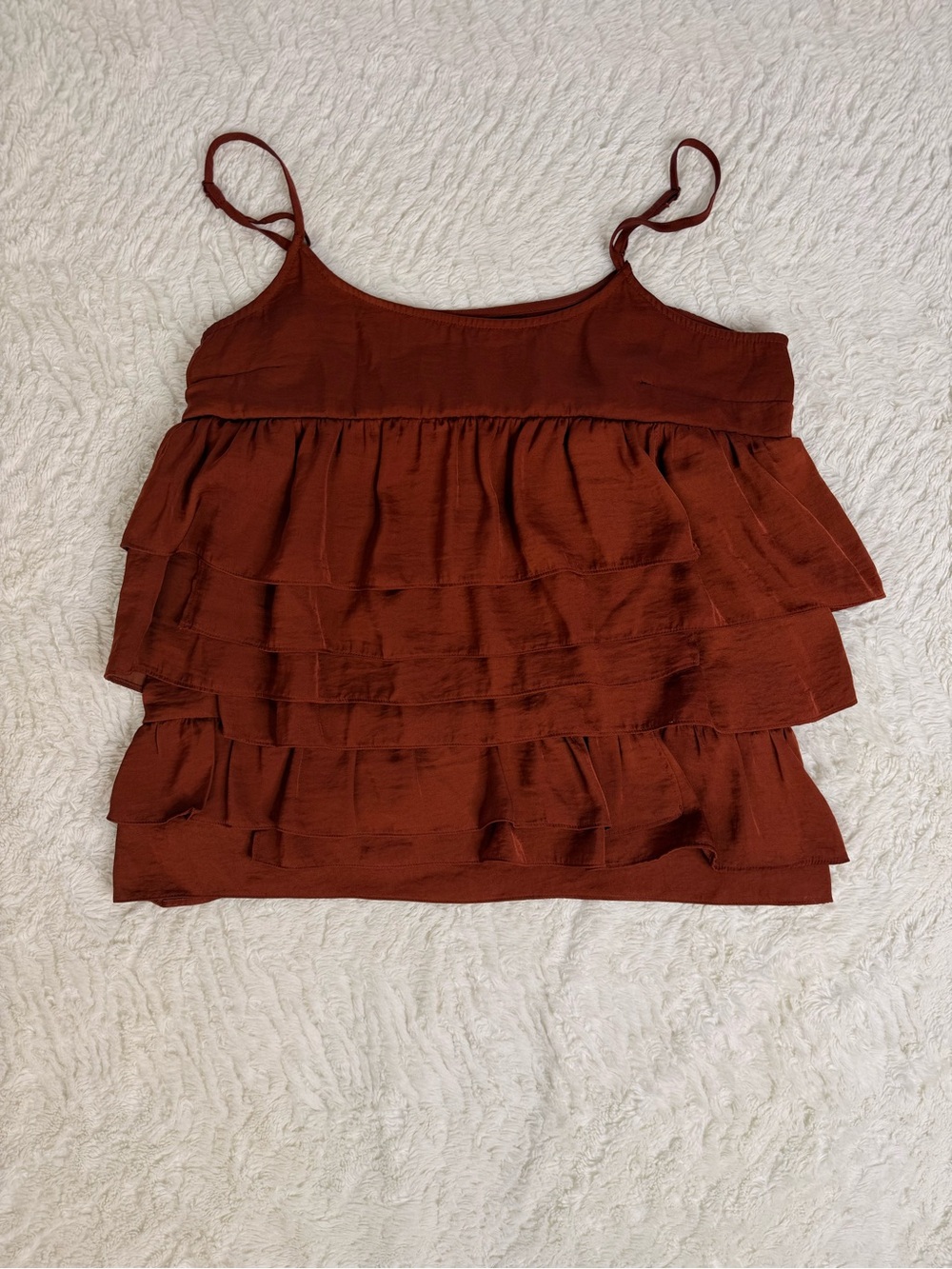 Who What Wear Rust Tiered Ruffle Cami